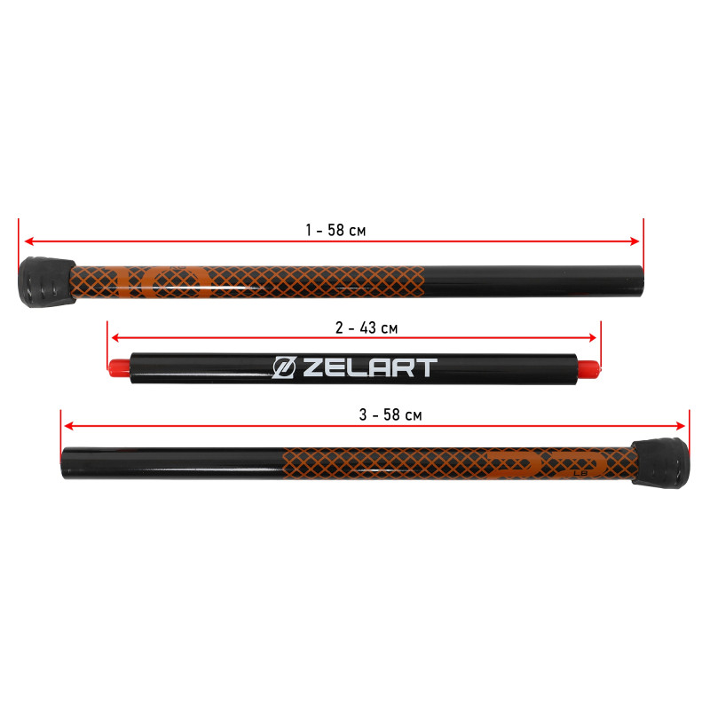 Бодібар Body Bar розбірний 3-х секційний Zelart FI-9994-10 вага 10кг чорний-коричневий