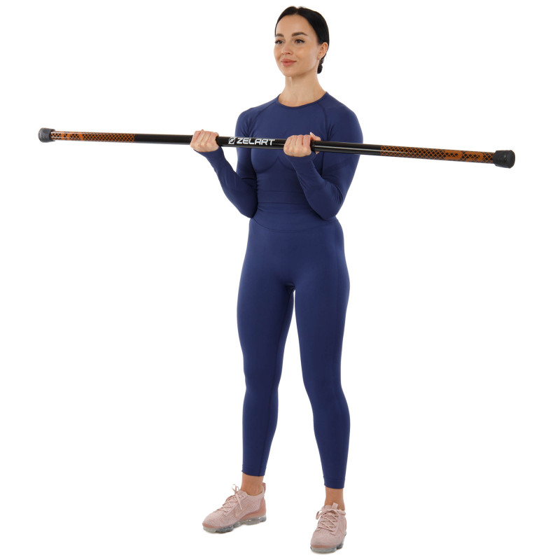 Бодібар Body Bar розбірний 3-х секційний Zelart FI-9994-10 вага 10кг чорний-коричневий