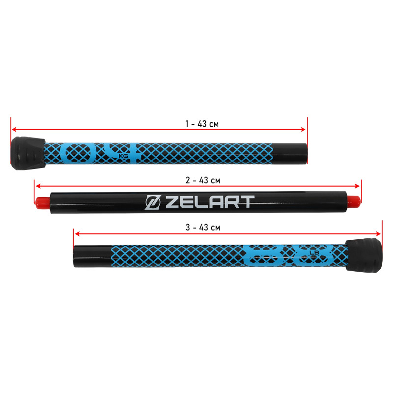 Бодібар Body Bar розбірний 3-х секційний Zelart FI-9994-4 вага 4кг чорний-блакитний