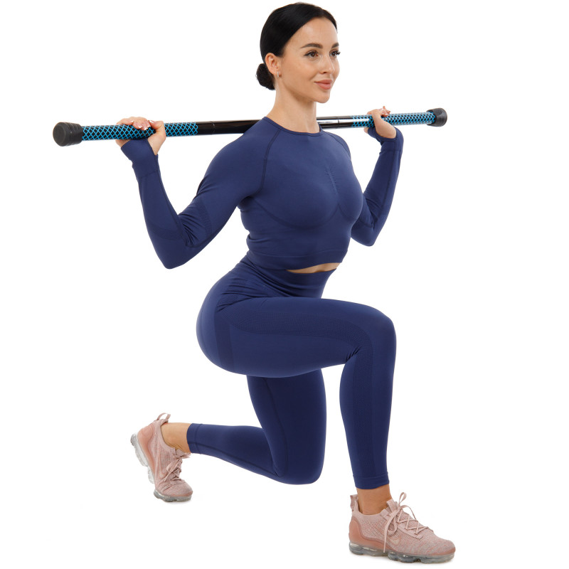 Бодібар Body Bar розбірний 3-х секційний Zelart FI-9994-4 вага 4кг чорний-блакитний