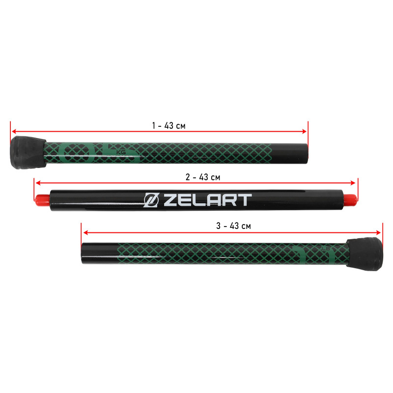 Бодібар Body Bar розбірний 3-х секційний Zelart FI-9994-5 вага 5кг чорний-зелений