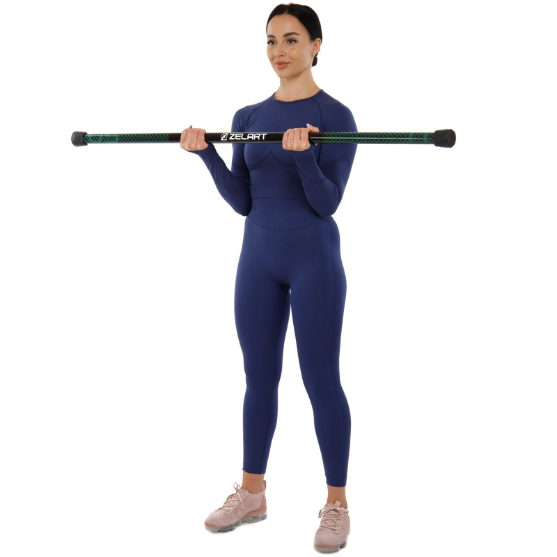 Бодібар Body Bar розбірний 3-х секційний Zelart FI-9994-5 вага 5кг чорний-зелений