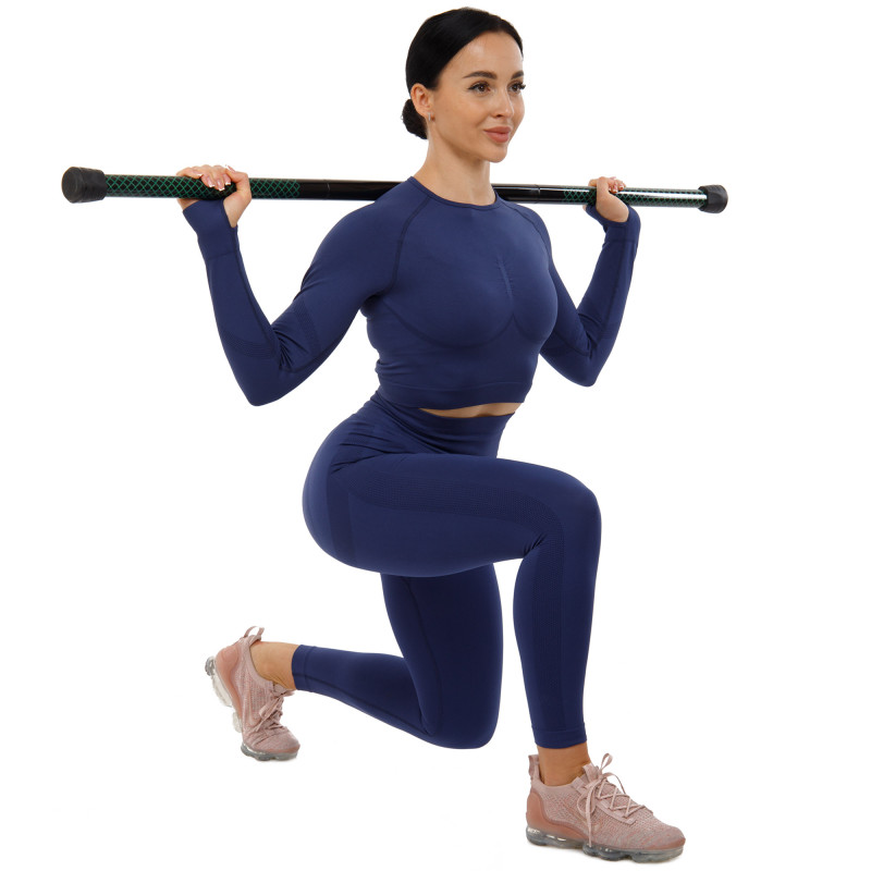 Бодібар Body Bar розбірний 3-х секційний Zelart FI-9994-5 вага 5кг чорний-зелений