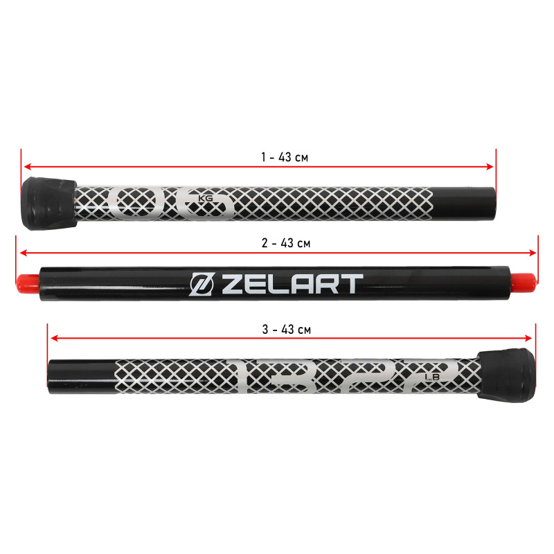 Бодібар Body Bar розбірний 3-х секційний Zelart FI-9994-6 вага 6кг чорний-білий