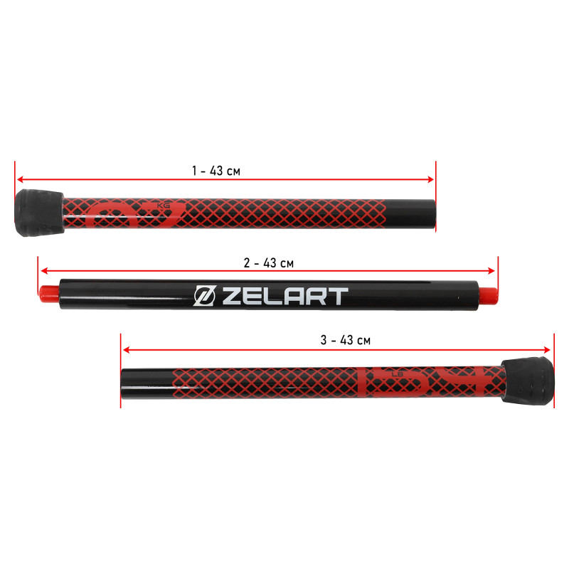 Бодібар Body Bar розбірний 3-х секційний Zelart FI-9994-7 вага 7кг чорний-червоний