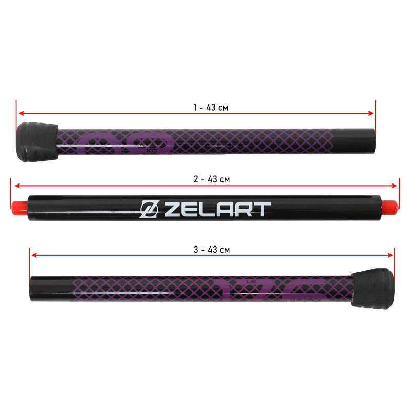 Бодібар Body Bar розбірний 3-х секційний Zelart FI-9994-8 вага 8кг черный-фиолетовый