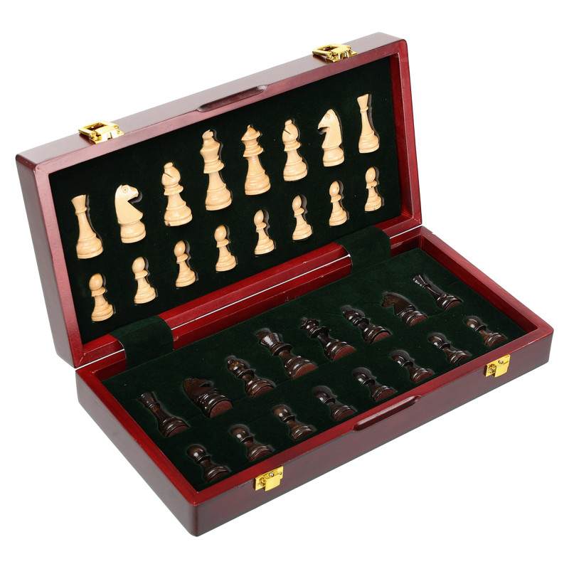 Шахи настільна гра дерев'яні ZOOCEN FL1230 розмір 29,5см x 29,5см x 2,75см
