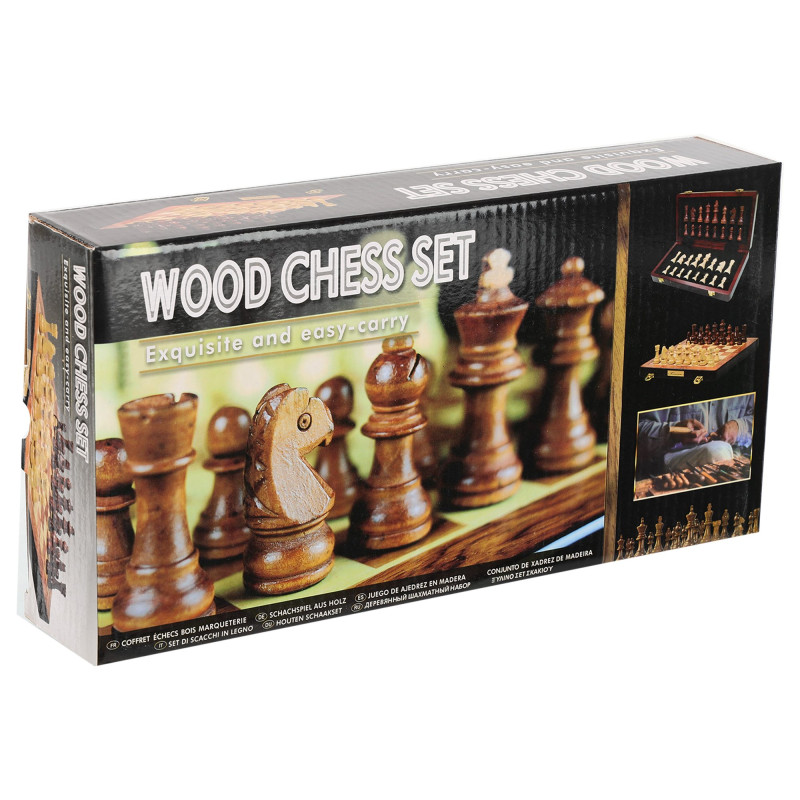 Шахи настільна гра дерев'яні ZOOCEN FL1230 розмір 29,5см x 29,5см x 2,75см