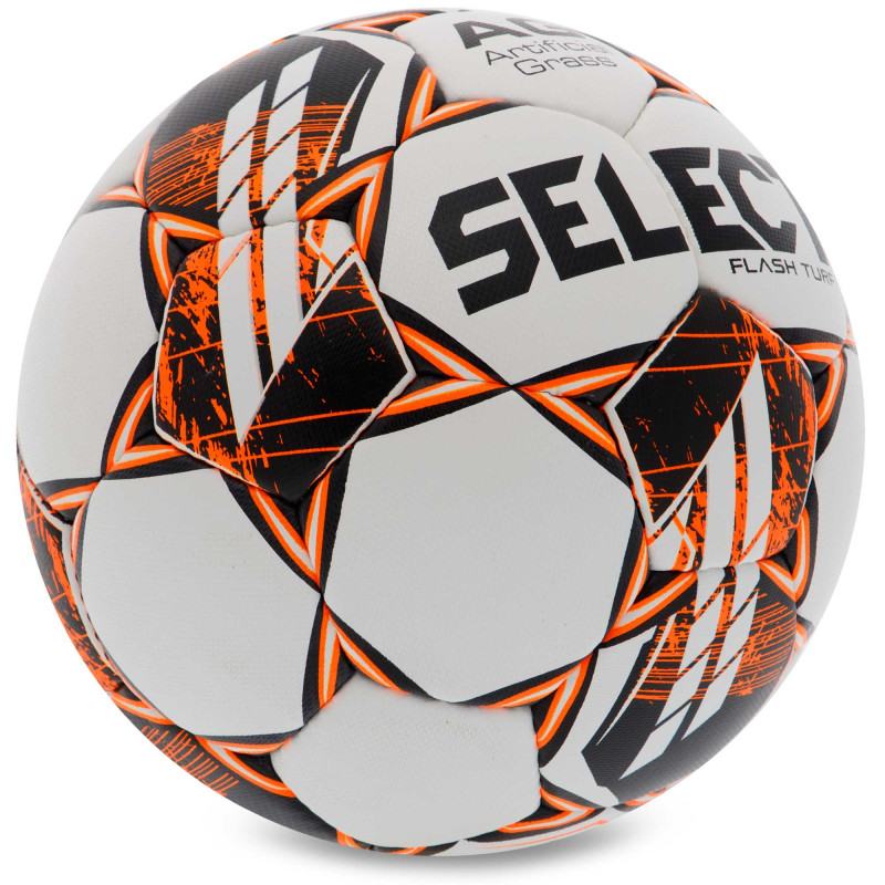 М'яч футбольний SELECT FLASH TURF FIFA BASIC V23 FLASH-TURF-WOR №4 білий помаранчевий