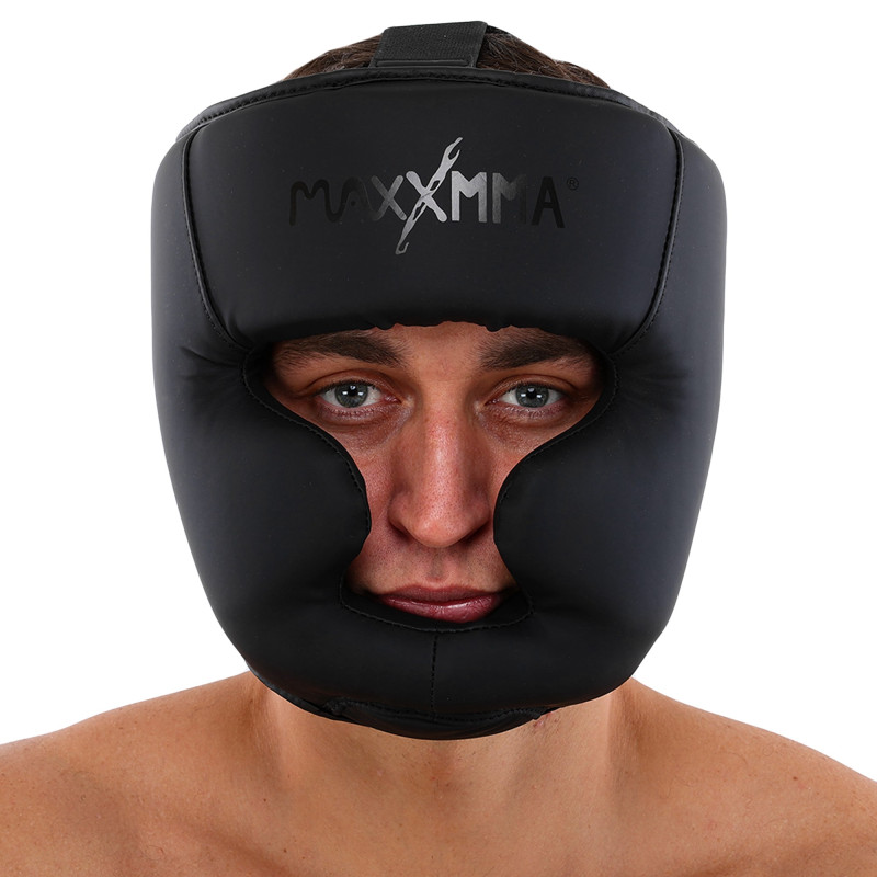 Шолом боксерський з повним захистом та підшоломником PU MAXXMMA GBH03 S-XL чорний