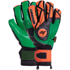 Рукавиці воротарські професійні із захистом пальців SOCCERMAX GK-001 розмір 7-11 салатовий-помаранчевий