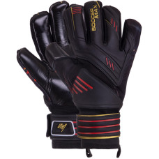 Рукавиці воротарські професійні із захистом пальців SOCCERMAX GK-003 розмір 7-11 чорний-червоний