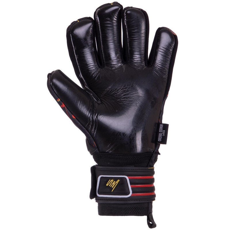 Рукавиці воротарські професійні із захистом пальців SOCCERMAX GK-003 розмір 7-11 чорний-червоний