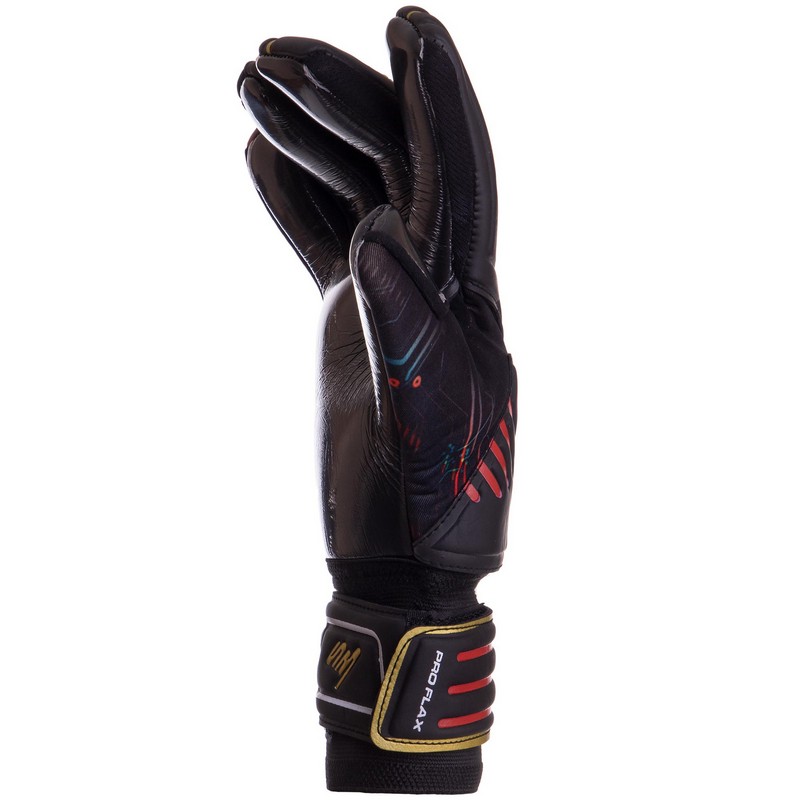 Рукавиці воротарські професійні із захистом пальців SOCCERMAX GK-003 розмір 7-11 чорний-червоний