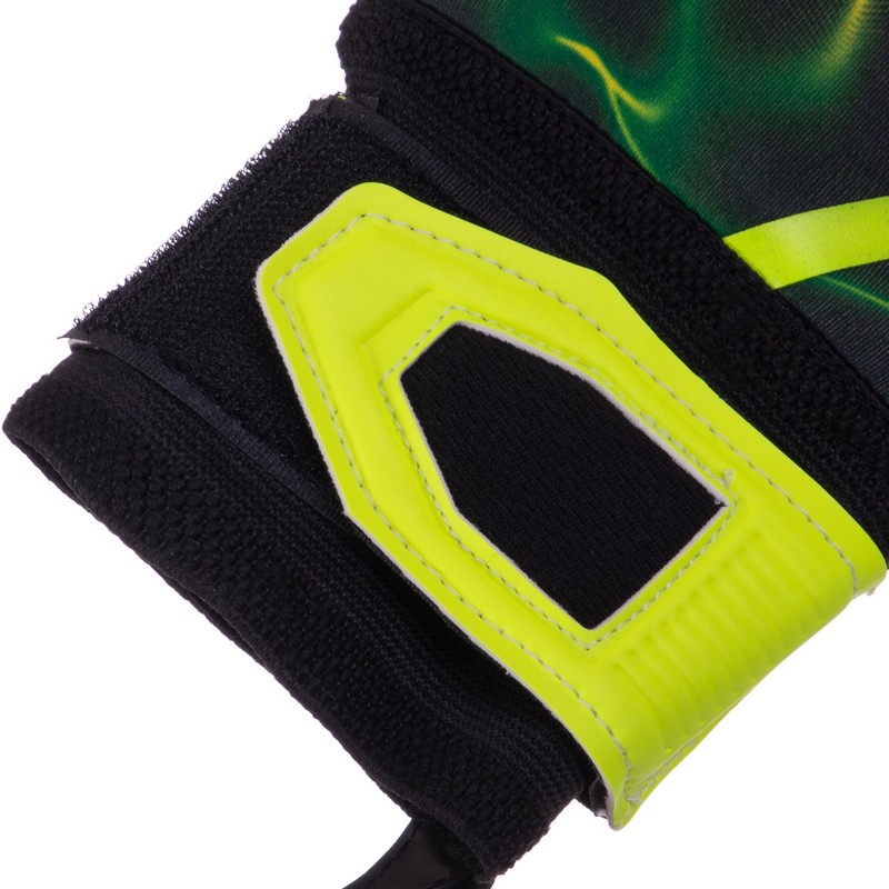 Рукавиці воротарські професійні із захистом пальців SOCCERMAX GK-004 розмір 7-11 жовтий-чорний-салатовий