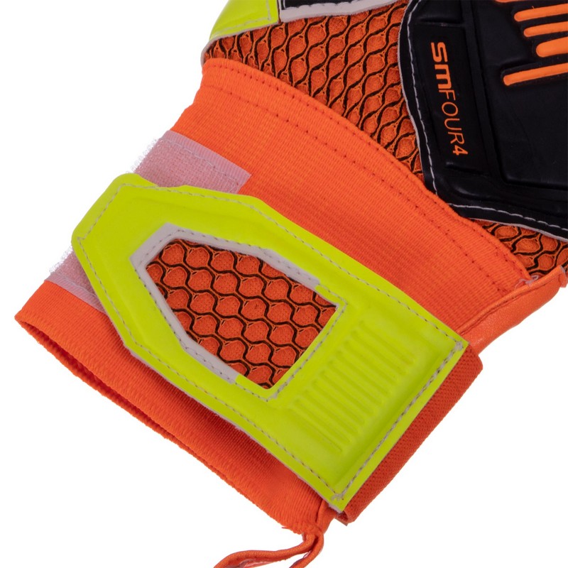 Рукавиці воротарські професійні із захистом пальців SOCCERMAX GK-011 розмір 7-11 помаранчевий-жовтий