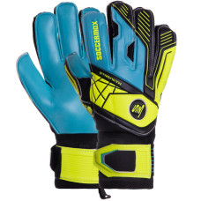 Рукавиці воротарські професійні із захистом пальців SOCCERMAX GK-012 розмір 7-11 синій-чорний-лимонний