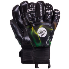 Рукавиці воротарські професійні із захистом пальців SOCCERMAX GK-015 розмір 7-11 салатовий-чорний