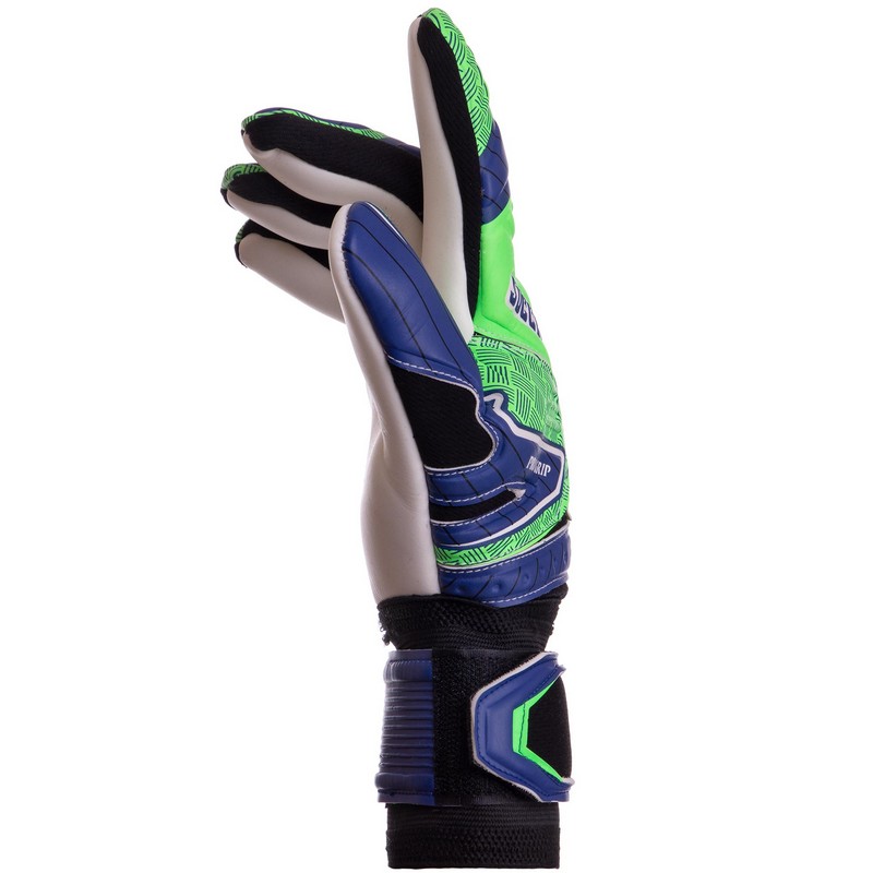 Рукавиці воротарські професійні із захистом пальців SOCCERMAX GK-021 розмір 7-11 синій-салатовий