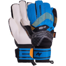 Рукавиці воротарські професійні із захистом пальців SOCCERMAX GK-023 розмір 7-11 синій-чорний