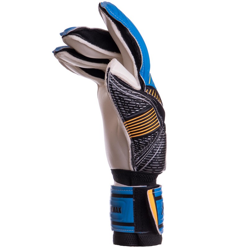 Рукавиці воротарські професійні із захистом пальців SOCCERMAX GK-023 розмір 7-11 синій-чорний