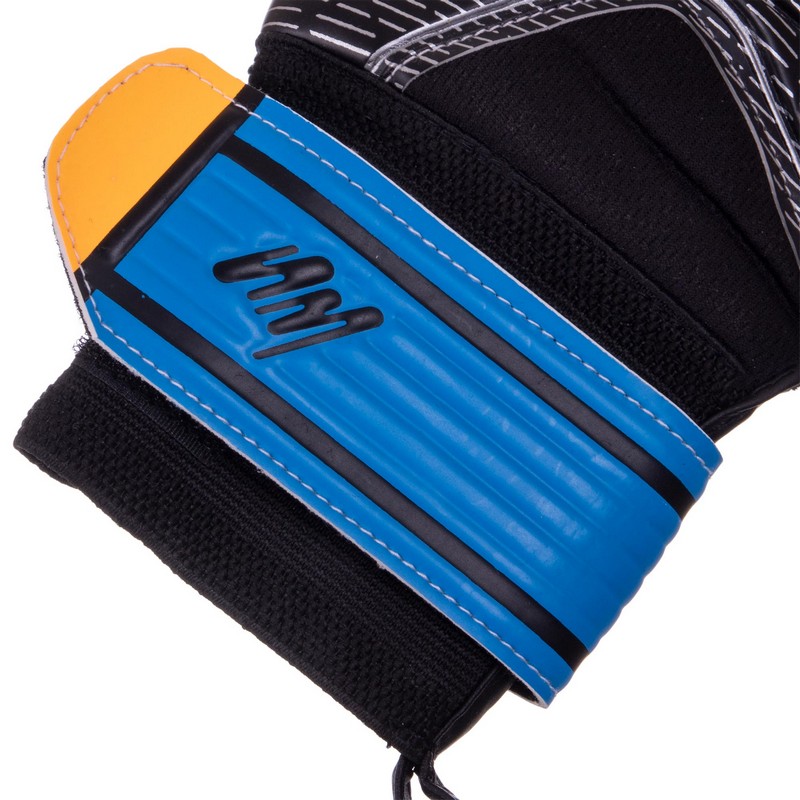 Рукавиці воротарські професійні із захистом пальців SOCCERMAX GK-023 розмір 7-11 синій-чорний