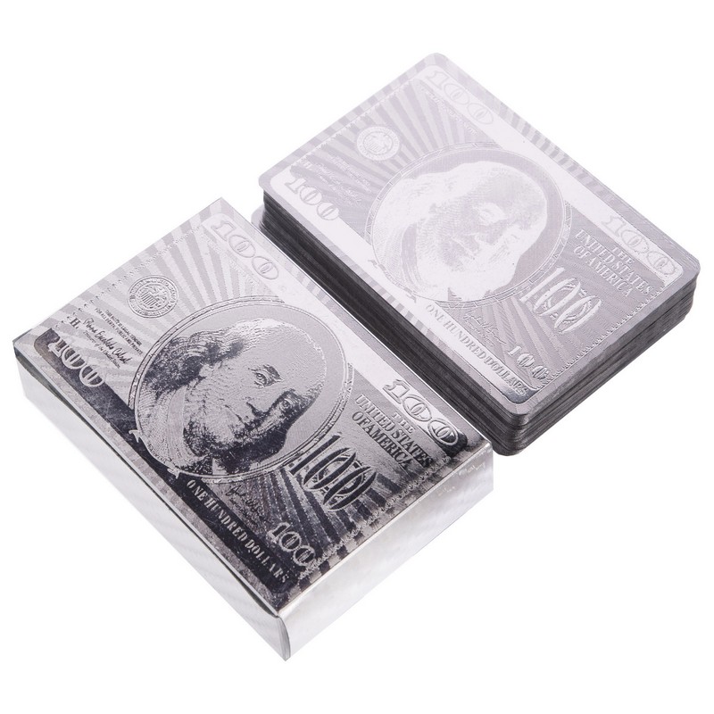 Карти гральні пластикові срібні SP-Sport SILVER 100 DOLLAR IG-4566-S 54 карти