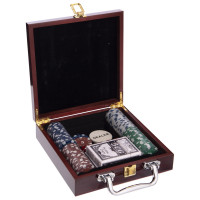 Набір для покеру в дерев'яному кейсі Poker game set SP-Sport IG-6641 100 фішок