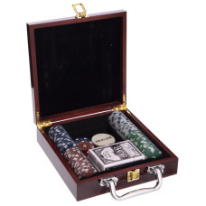 Набір для покеру в дерев'яному кейсі Poker game set SP-Sport IG-6641 100 фішок