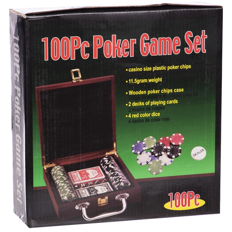 Набір для покеру в дерев'яному кейсі Poker game set SP-Sport IG-6641 100 фішок