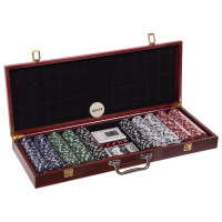 Набір для покеру в дерев'яному кейсі Poker game set SP-Sport IG-6645 500 фішок