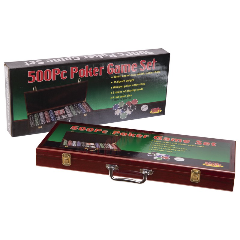 Набір для покеру в дерев'яному кейсі Poker game set SP-Sport IG-6645 500 фішок