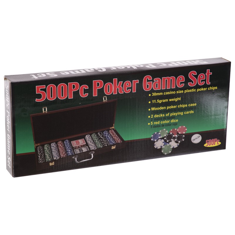 Набір для покеру в дерев'яному кейсі Poker game set SP-Sport IG-6645 500 фішок