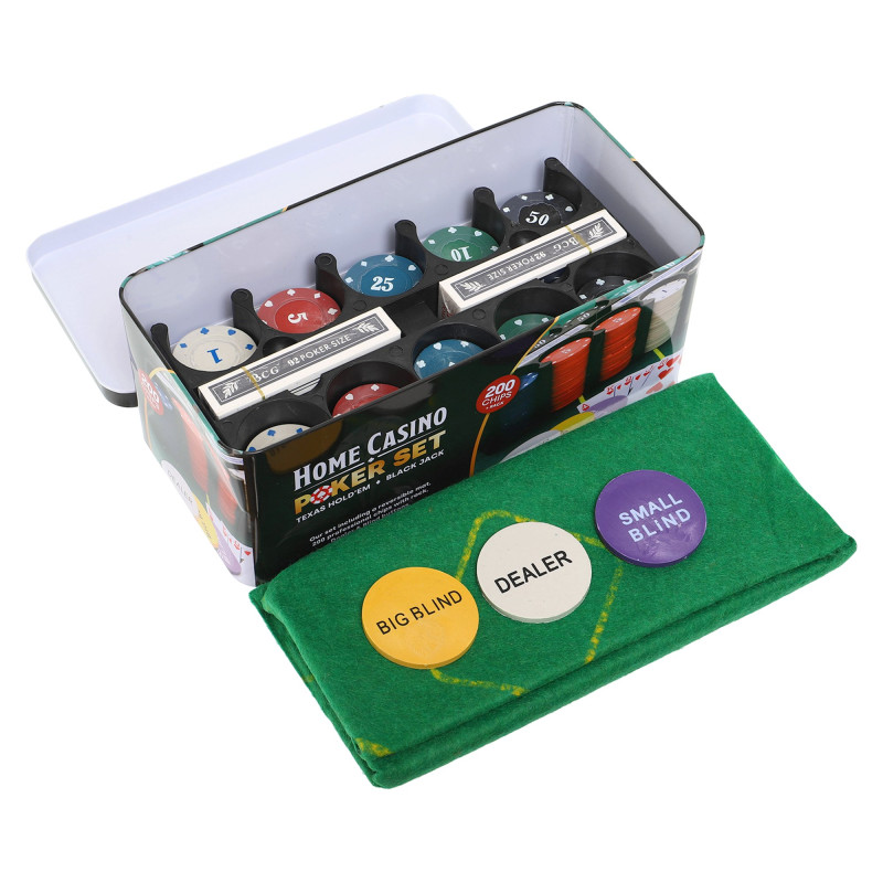 Набір для покеру в металевій коробці Home Casino Poker set SP-Sport IG-8653 200 фішок