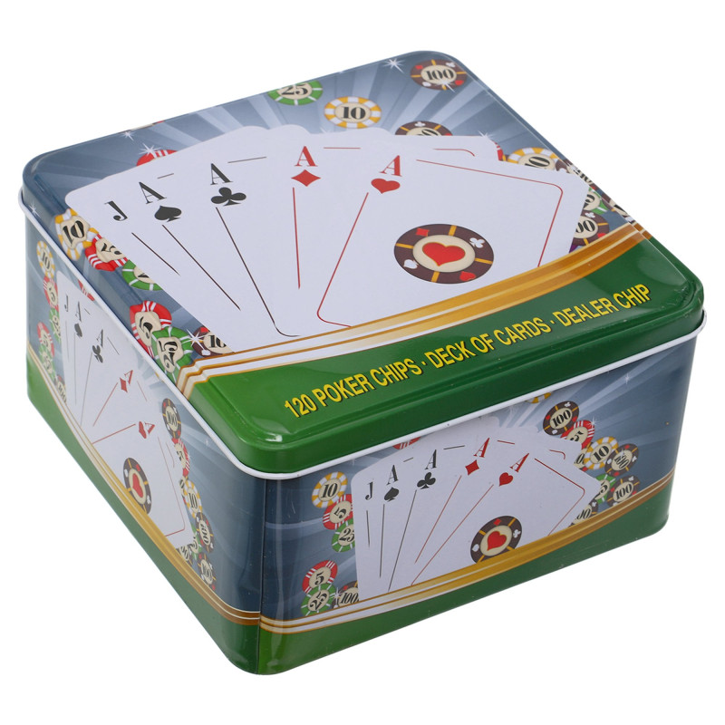 Набір для покеру в металевій коробці Poker game set SP-Sport IG-8656 120 фішок