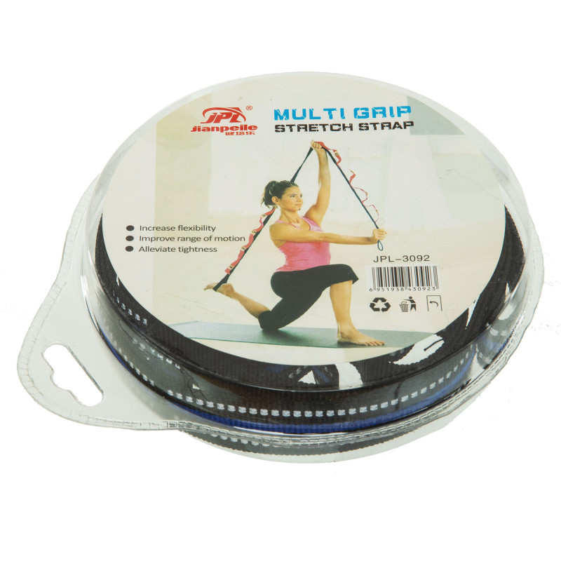 Стрічка стропа з петлями для розтяжки Stretch Strap Jianpeile JPL-3092 12 петель чорний-синій