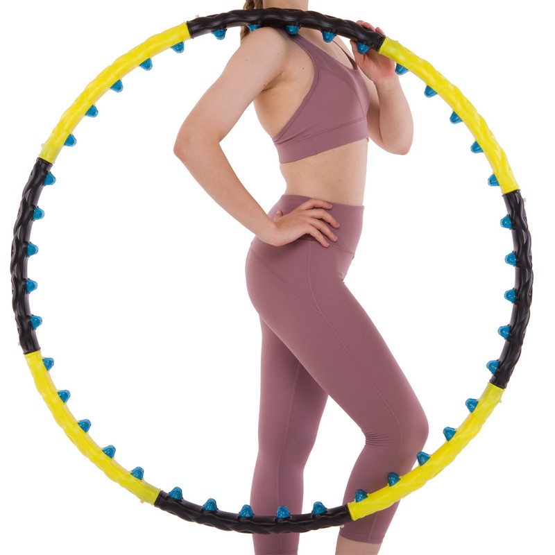 Обруч для схуднення масажний розбірний Хула Хуп Hula Hoop DOUBLE GRACE MAGNETIC JS-6001 8 секцій жовтий-чорний