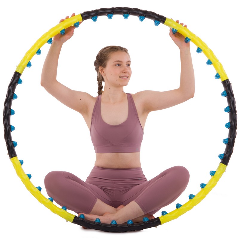 Обруч для схуднення масажний розбірний Хула Хуп Hula Hoop DOUBLE GRACE MAGNETIC JS-6001 8 секцій жовтий-чорний
