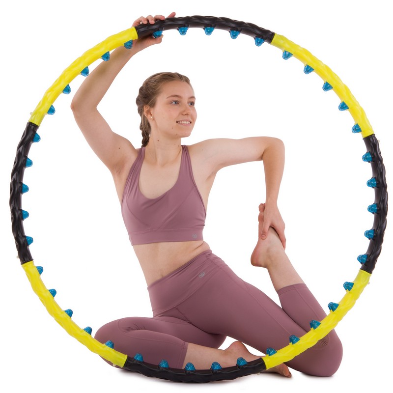 Обруч для схуднення масажний розбірний Хула Хуп Hula Hoop DOUBLE GRACE MAGNETIC JS-6001 8 секцій жовтий-чорний