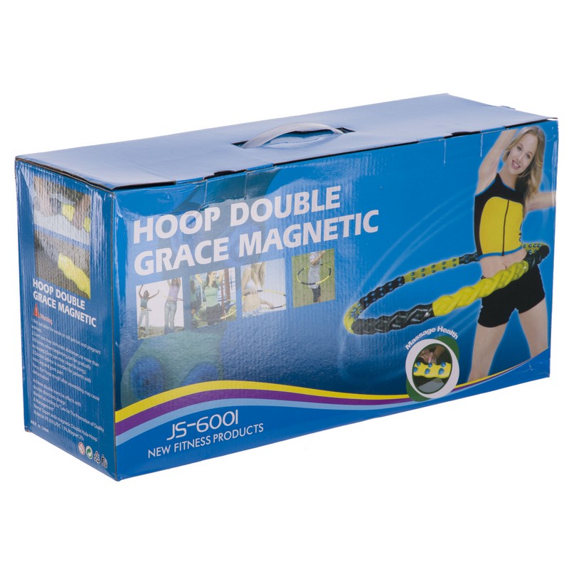 Обруч для схуднення масажний розбірний Хула Хуп Hula Hoop DOUBLE GRACE MAGNETIC JS-6001 8 секцій жовтий-чорний