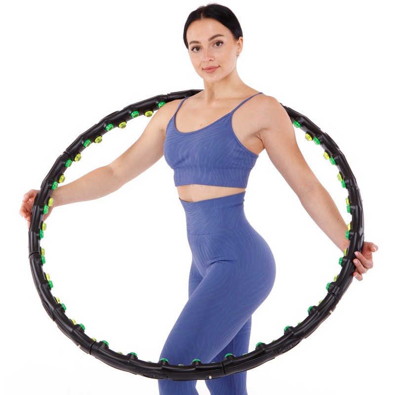 Обруч для схуднення масажний розбірний Хула Хуп Hula Hoop DOUBLE GRACE MAGNETIC JS-6002 8 секцій чорний