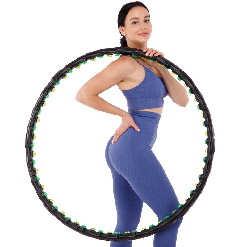 Обруч для схуднення масажний розбірний Хула Хуп Hula Hoop DOUBLE GRACE MAGNETIC JS-6002 8 секцій чорний