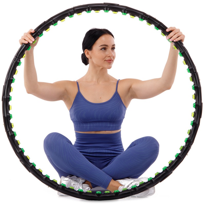 Обруч для схуднення масажний розбірний Хула Хуп Hula Hoop DOUBLE GRACE MAGNETIC JS-6002 8 секцій чорний