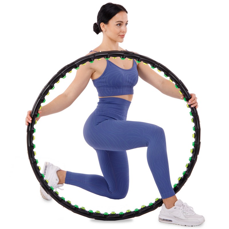 Обруч для схуднення масажний розбірний Хула Хуп Hula Hoop DOUBLE GRACE MAGNETIC JS-6002 8 секцій чорний