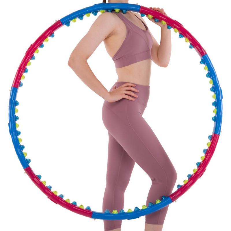 Обруч для схуднення масажний розбірний Хула Хуп Hula Hoop DOUBLE GRACE MAGNETIC JS-6003 8 секцій синій-рожевий