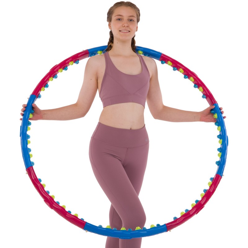 Обруч для схуднення масажний розбірний Хула Хуп Hula Hoop DOUBLE GRACE MAGNETIC JS-6003 8 секцій синій-рожевий