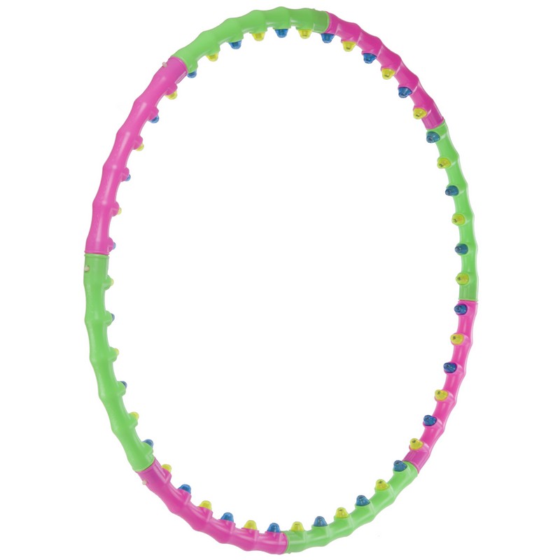 Обруч для схуднення масажний розбірний Хула Хуп Hula Hoop DOUBLE GRACE MAGNETIC JS-6005 8 секцій салатовий-рожевий