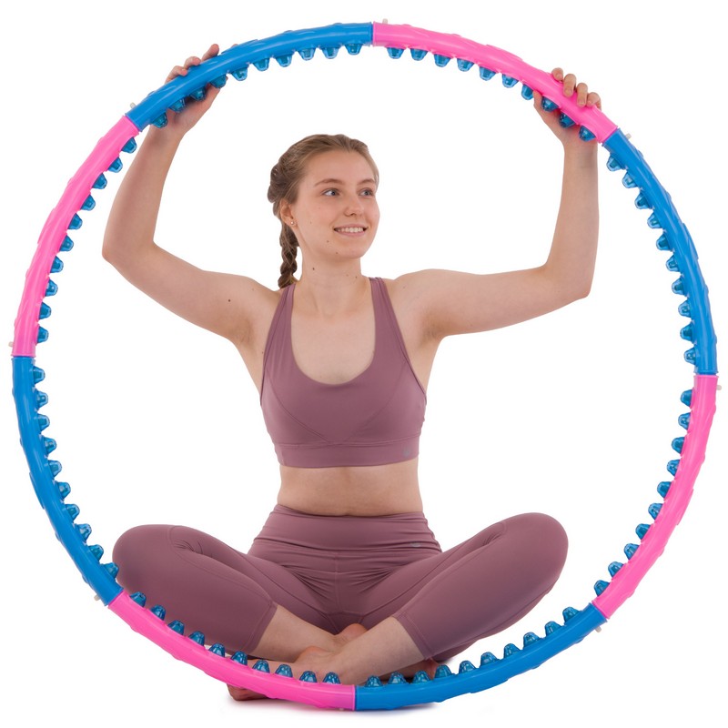Обруч для схуднення масажний розбірний Хула Хуп Hula Hoop DOUBLE GRACE MAGNETIC JS-6008 8 секцій рожевий-синій