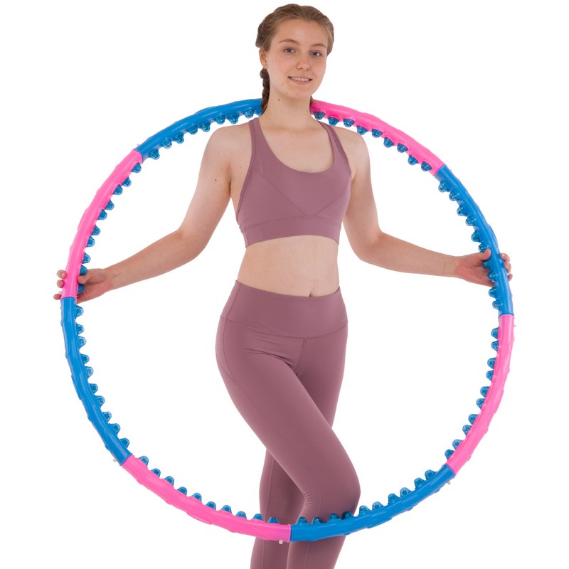 Обруч для схуднення масажний розбірний Хула Хуп Hula Hoop DOUBLE GRACE MAGNETIC JS-6008 8 секцій рожевий-синій