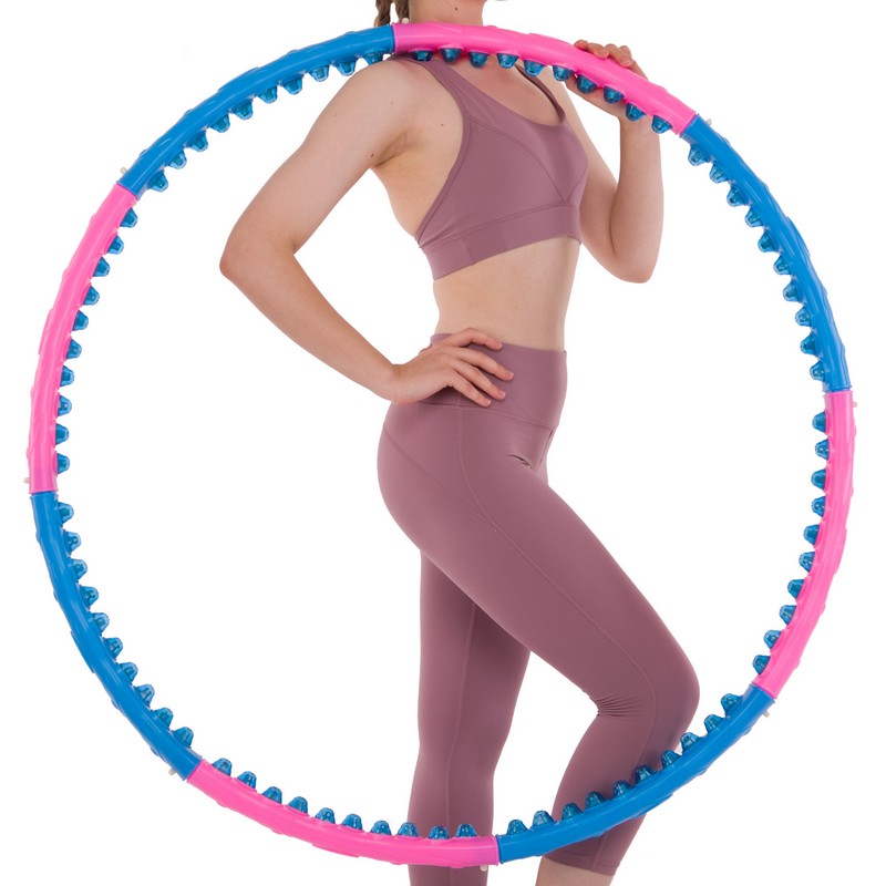 Обруч для схуднення масажний розбірний Хула Хуп Hula Hoop DOUBLE GRACE MAGNETIC JS-6008 8 секцій рожевий-синій